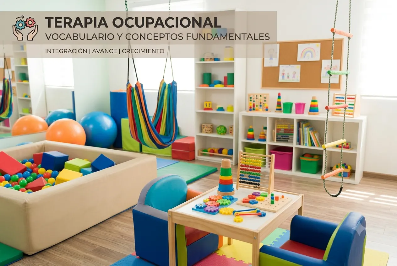 Profesional de terapia ocupacional trabajando en la estimulación y desarrollo de habilidades cotidianas